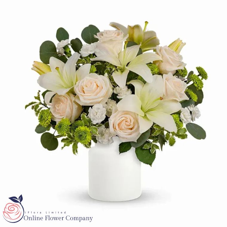The Serenity Bouquet: White Lilies & Roses 2 The Serenity Bouquet: White Lilies & Roses - Image 2
