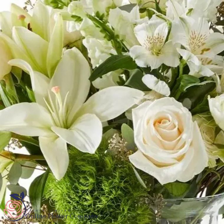 The Serenity Bouquet: White Lilies & Roses 3 White Lily and Rose Bouquet