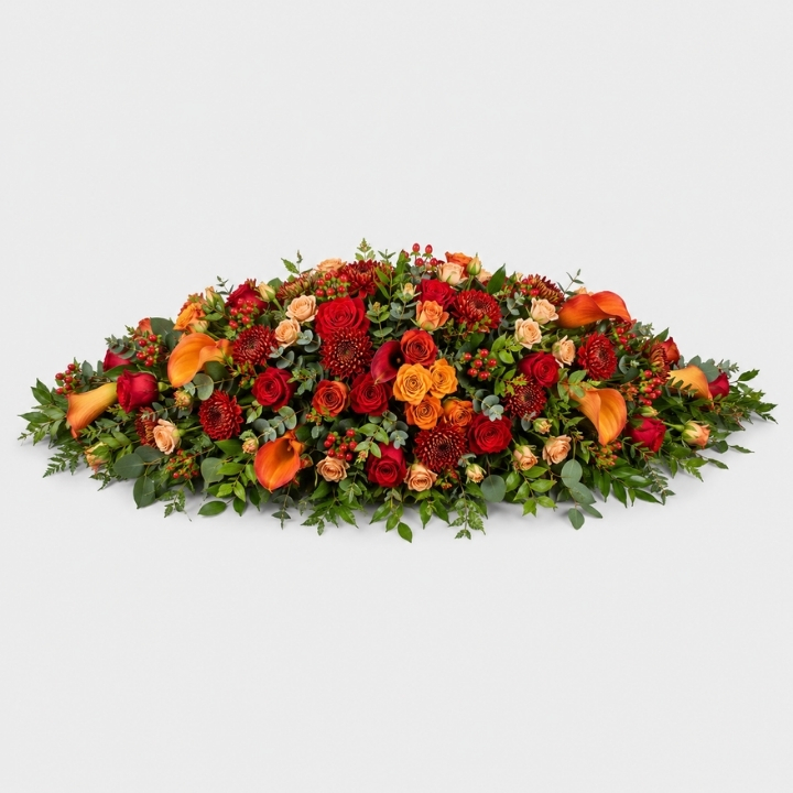 Red And Orange Mixed Casket Spray 2 Red And Orange Mixed Casket Spray