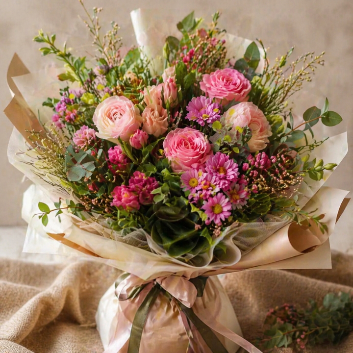 Pink Rose & Ranunculus Bouquet 1 rose and ranunculus bouquet