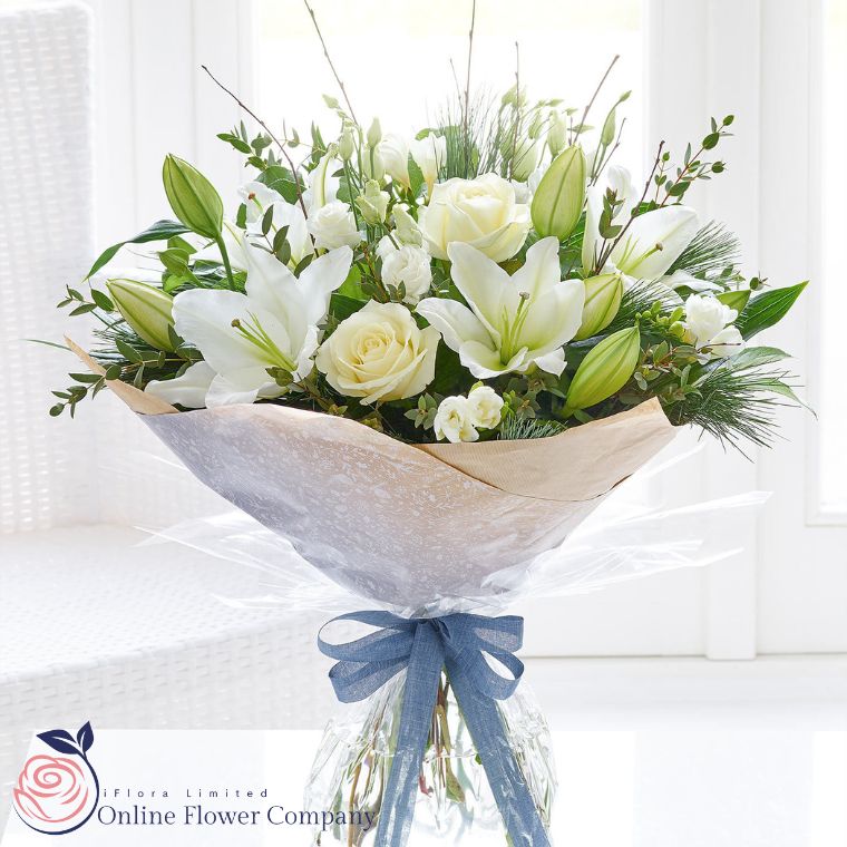 White Rose & Lily Bouquet 2 White Rose & Lily Bouquet - Image 2