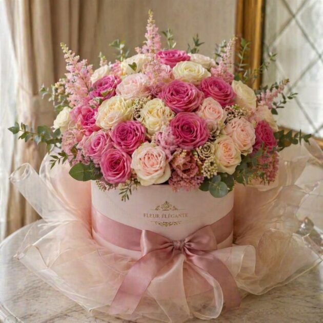 white roses hat box