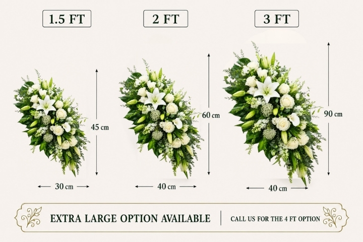White Lily, Rose & Calla Lily Coffin Spray 3 Premium White Lily and Rose Coffin Spray size option