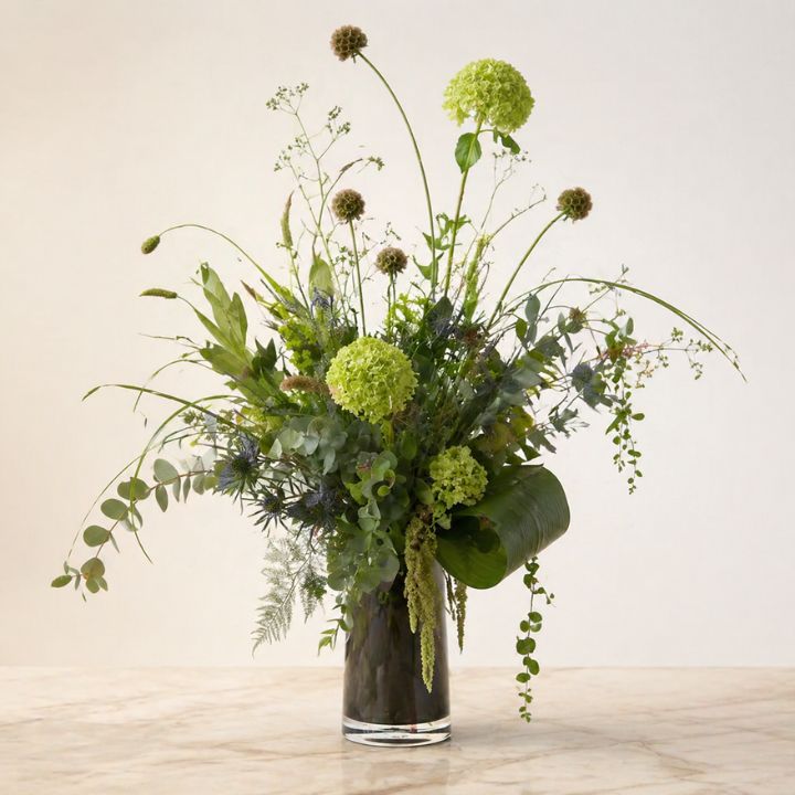 Rustic Green & Blue Thistle Birthday Bouquet 1 Birthday Green Bouquet