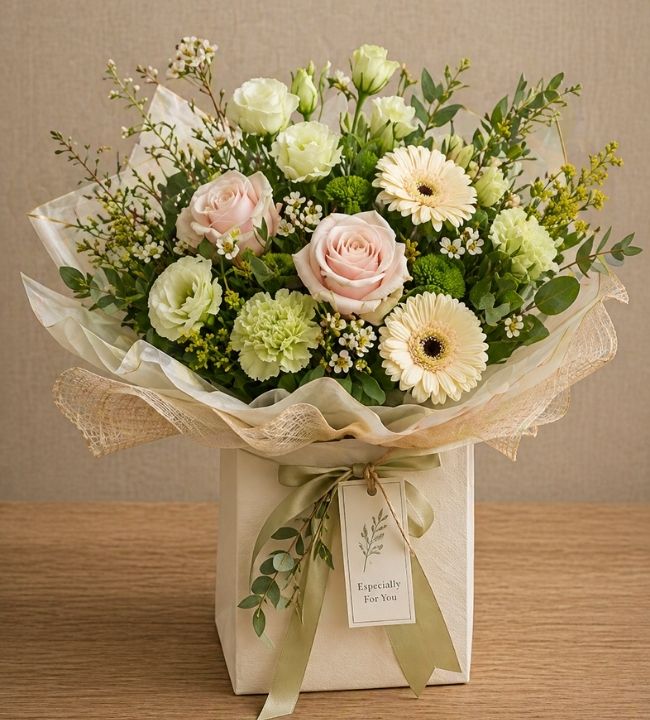 Hand-Tied Pastel Flowers Gift Bag 1 Flowers Gift Bag