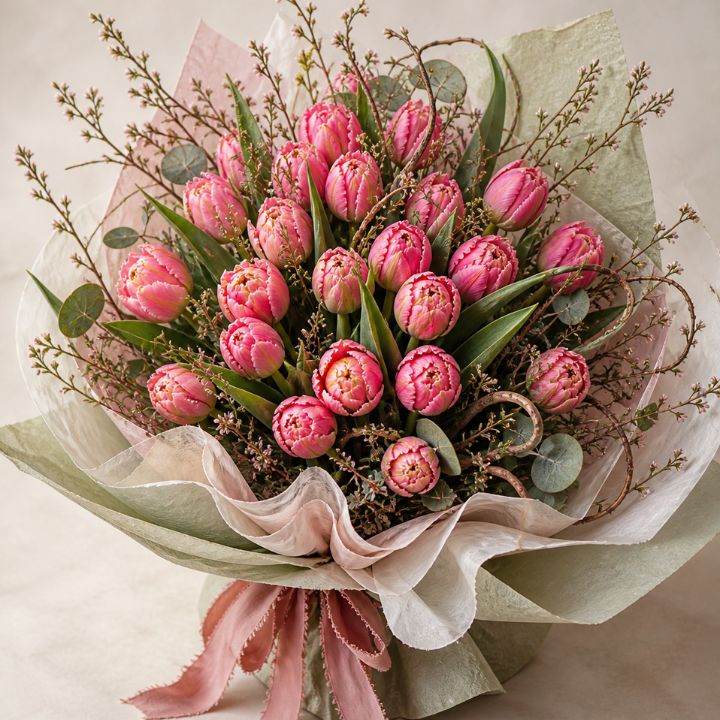 Fresh Pink Flower Bouquet with Tulips 1 Flower Bouquet With Tulips