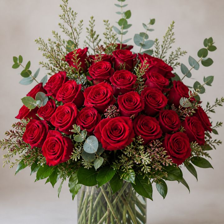 Red Rose Birthday Vase 1 flower bouquet red roses