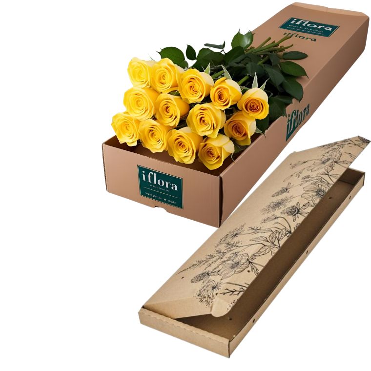 12 Roses, Chocolate & Heart Balloon Gift Set 6 12 stems Yellow Roses in gift box