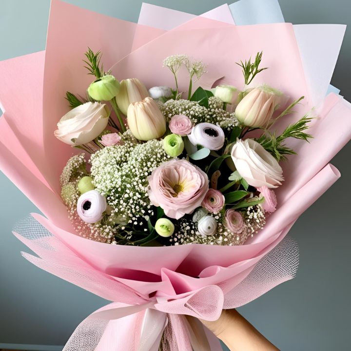 Pink & White Ranunculus Birthday Bouquet 2 Pink and White Ranunculus Bouquet with fresh, hand-selected blooms