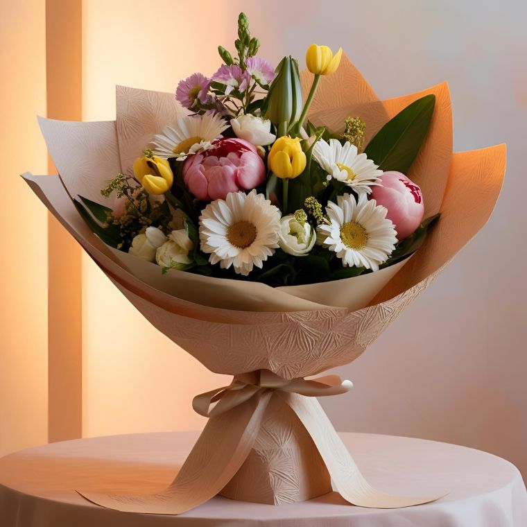 Peony, Gerbera & Tulip Bouquet 1 Easter Flower Delivery Local - Fresh Spring Flowers for Easter, Next Day UK Delivery