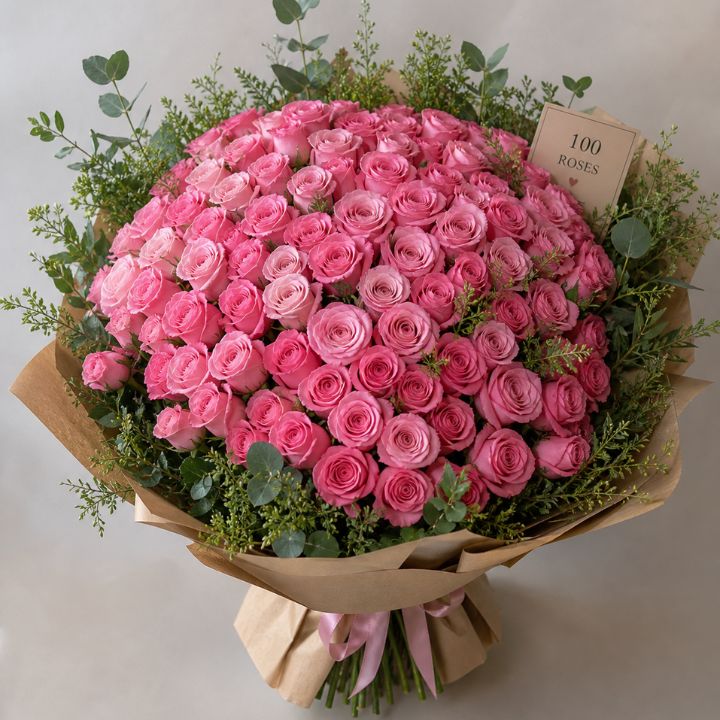 Luxury 100 Pink Roses Bouquet 1 100 pink roses bouquet