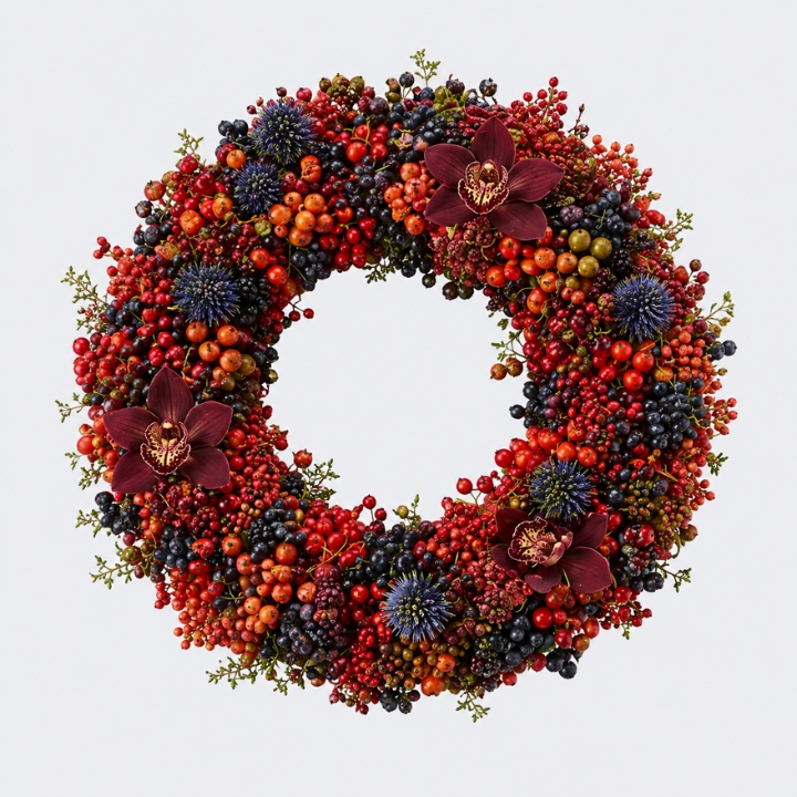 Luxury Autumn Berry Wreath with Phalaenopsis Orchid 1 Autumn Berry Wreath