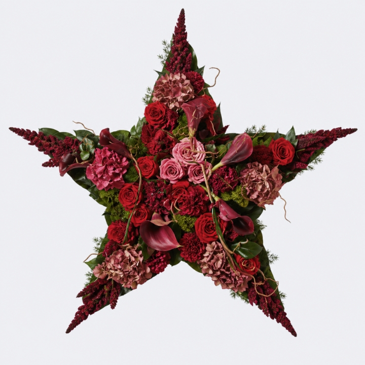 Rose, Calla Lily & Hydrangea Star Pillow Tribute 1 funeral flowers pillow_
