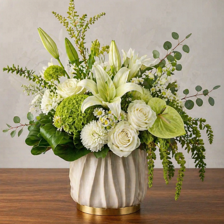 White Sympathy Flowers in Glass Cube 1 White Sympathy Flowers
