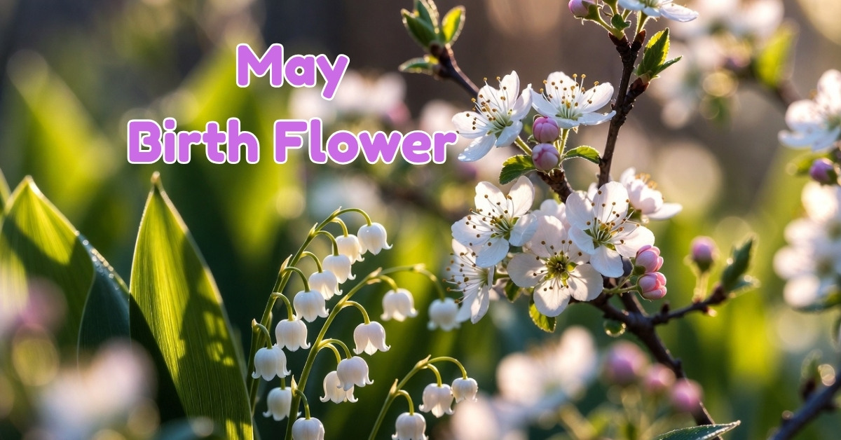 Blog 11 Delicate white Lily of the Valley blooms and Hawthorn blossoms representing the traditional May birth flower.