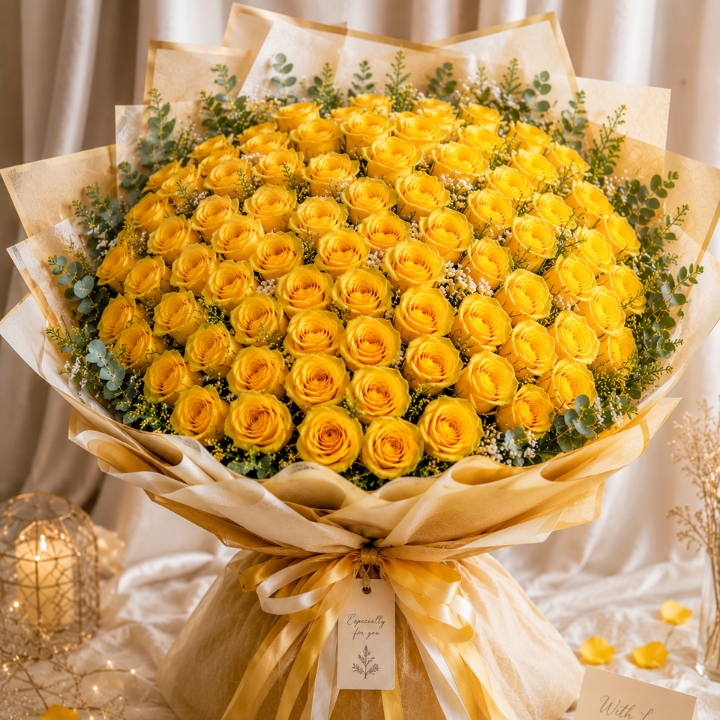 Luxury Yellow Rose Bouquet 7 100 yellow roses Bouquet