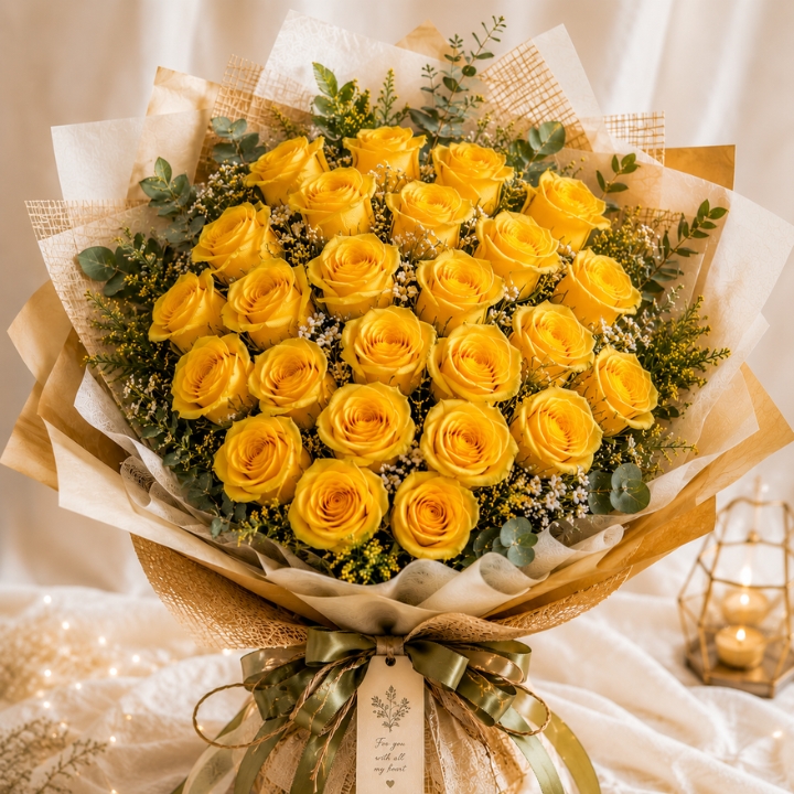 Luxury Yellow Rose Bouquet 1 24 yellow roses Bouquet