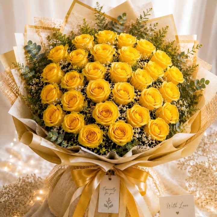 Luxury Yellow Rose Bouquet 5 36 yellow roses Bouquet