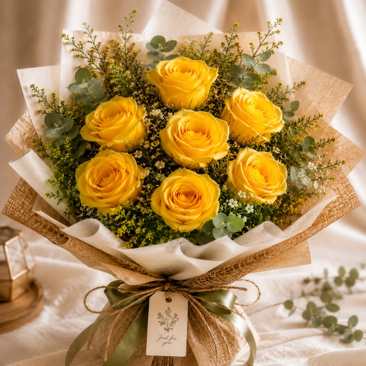 Luxury Yellow Rose Bouquet 4 7 yellow roses Bouquet